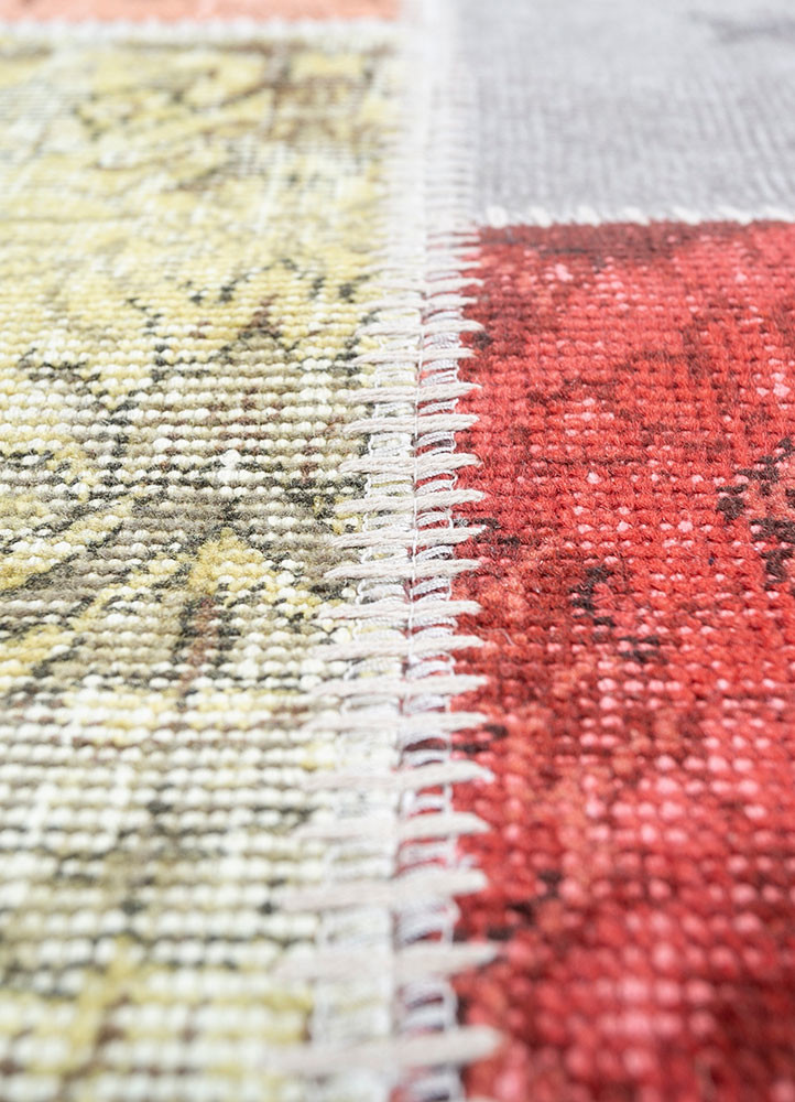 provenance red and orange wool hand knotted Rug - CloseUp