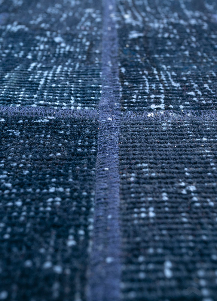 provenance blue wool hand knotted Rug - CloseUp provenance blue wool hand knotted Rug - CloseUp