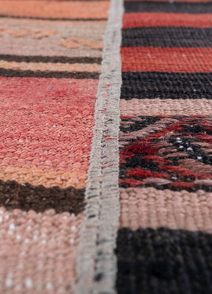 provenance red and orange wool hand knotted Rug - CloseUp provenance red and orange wool hand knotted Rug - CloseUp