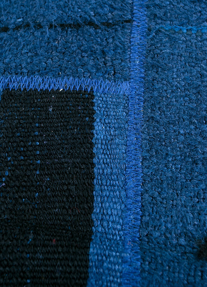 provenance blue wool hand knotted Rug - CloseUp provenance blue wool hand knotted Rug - CloseUp