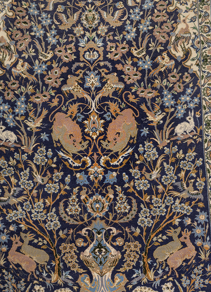 aalam blue wool hand knotted Rug - CloseUp aalam blue wool hand knotted Rug - CloseUp