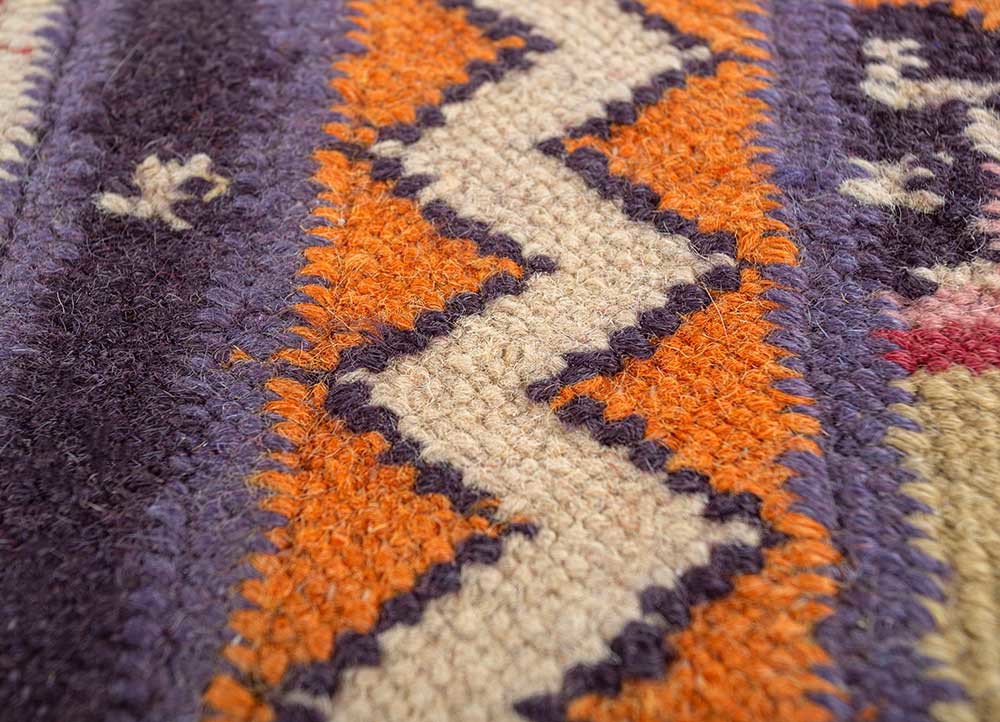 pechino red and orange wool hand knotted Rug - CloseUp pechino red and orange wool hand knotted Rug - CloseUp