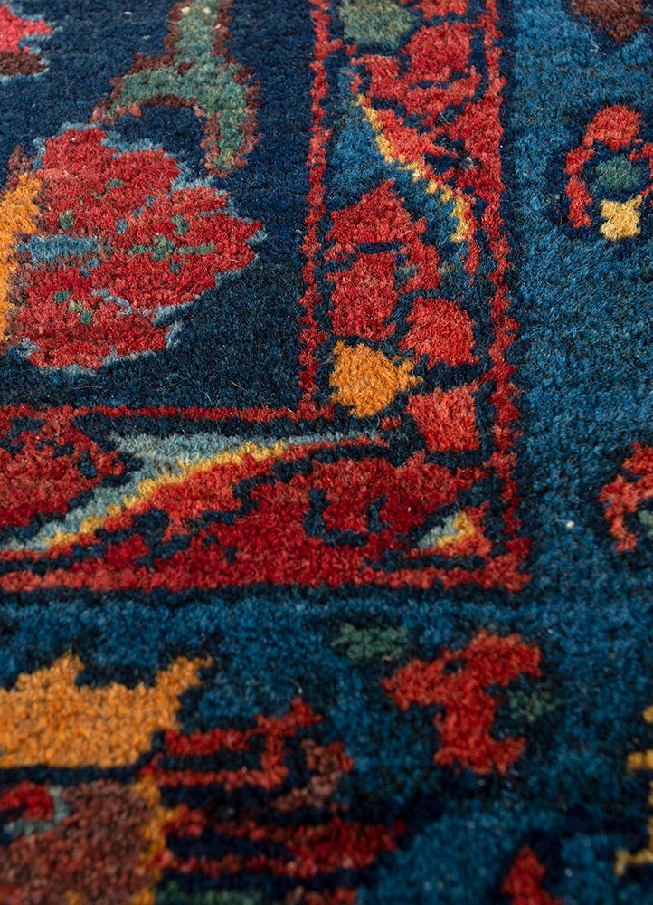 aalam blue wool hand knotted Rug - CloseUp aalam blue wool hand knotted Rug - CloseUp