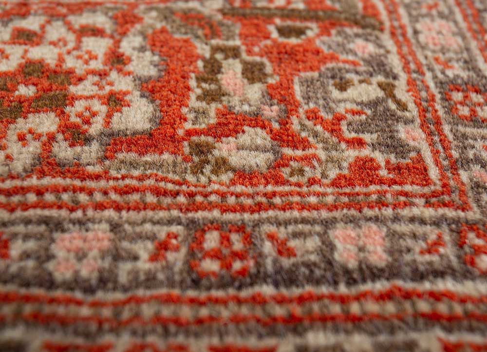 aalam red and orange wool hand knotted Rug - CloseUp aalam red and orange wool hand knotted Rug - CloseUp