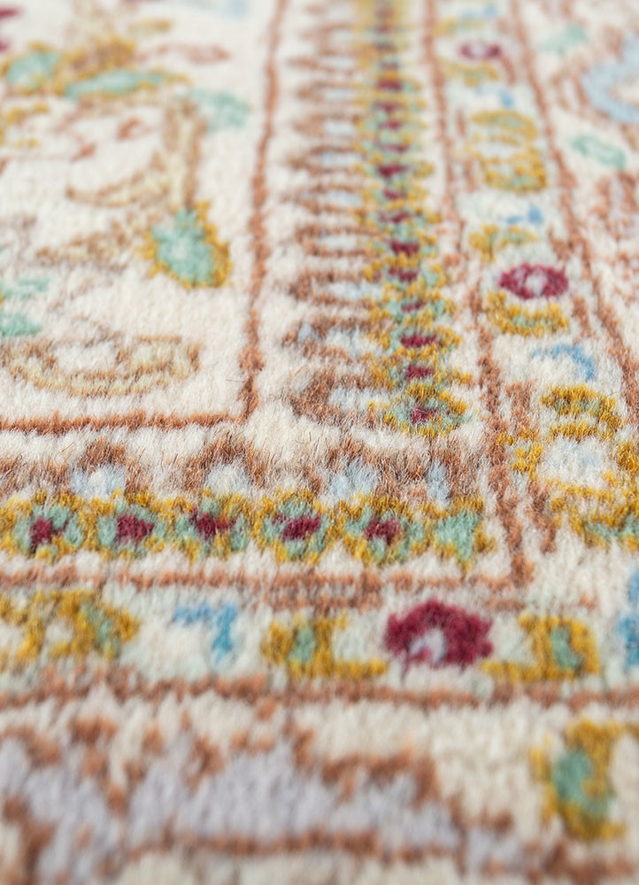 aalam red and orange wool hand knotted Rug - CloseUp