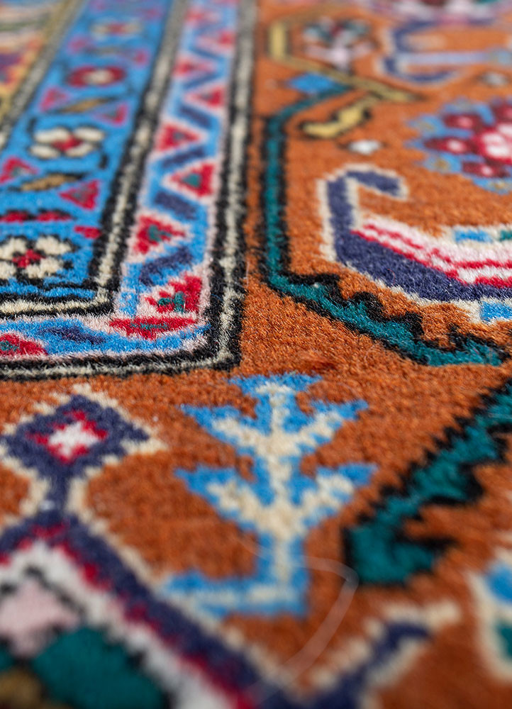aalam red and orange wool hand knotted Rug - CloseUp aalam red and orange wool hand knotted Rug - CloseUp