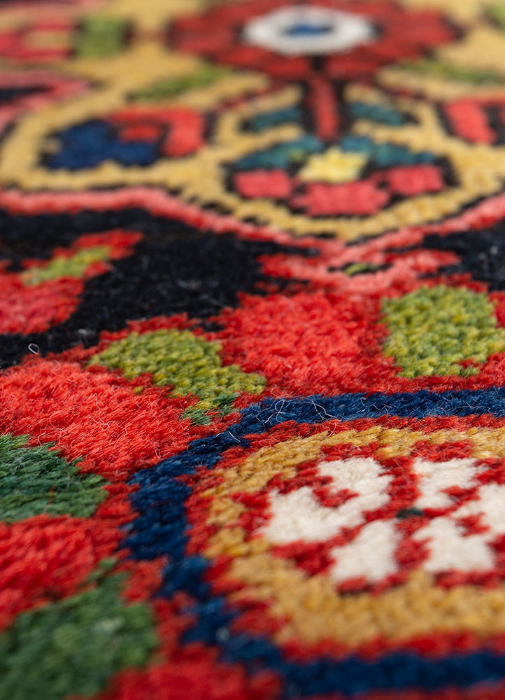aalam red and orange wool hand knotted Rug - CloseUp aalam red and orange wool hand knotted Rug - CloseUp