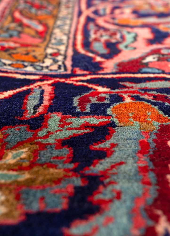 aalam red and orange wool hand knotted Rug - CloseUp aalam red and orange wool hand knotted Rug - CloseUp