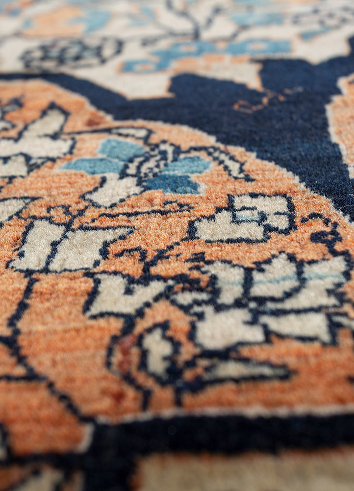 aalam blue wool hand knotted Rug - CloseUp aalam blue wool hand knotted Rug - CloseUp