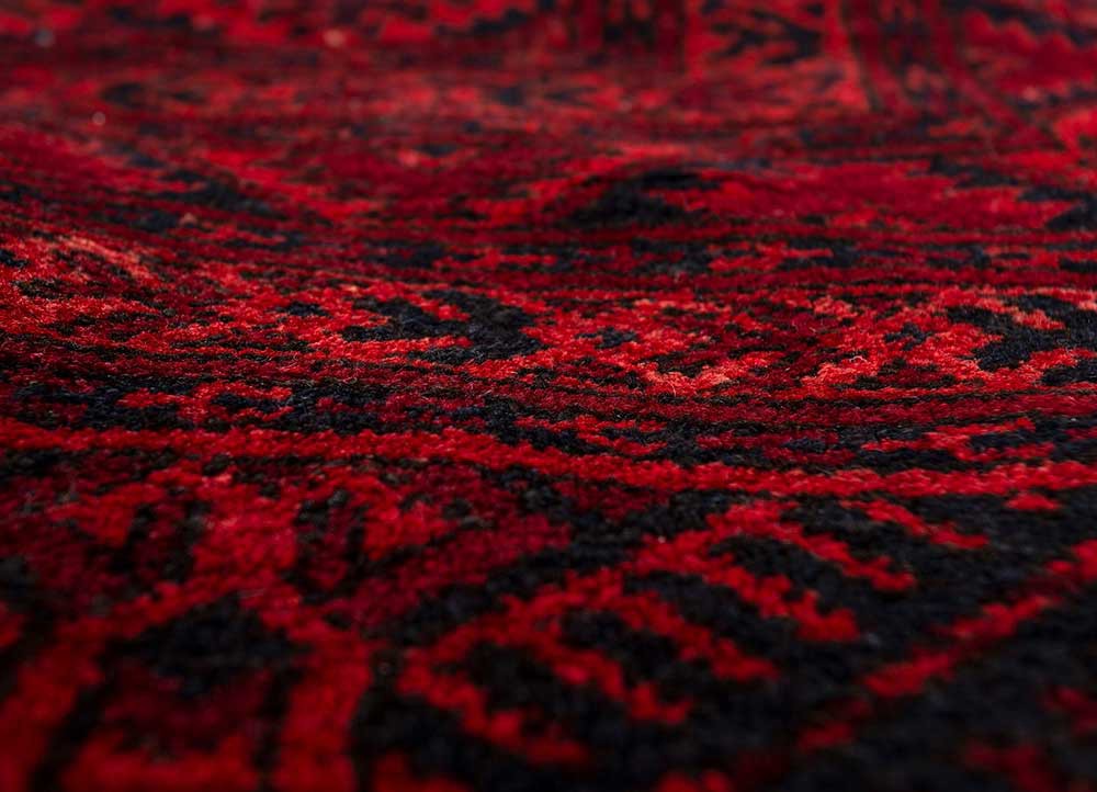 kiaan red and orange wool hand knotted Rug - CloseUp