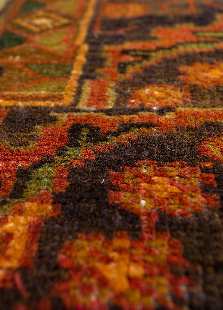 aalam red and orange wool hand knotted Rug - CloseUp aalam red and orange wool hand knotted Rug - CloseUp