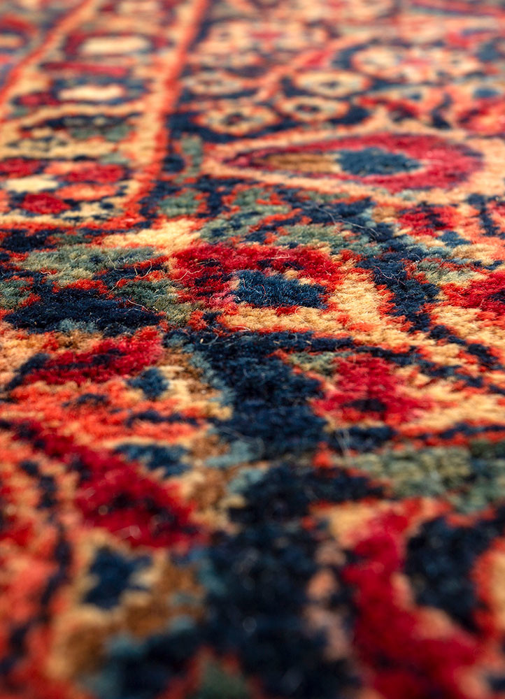 aalam pink and purple wool hand knotted Rug - CloseUp