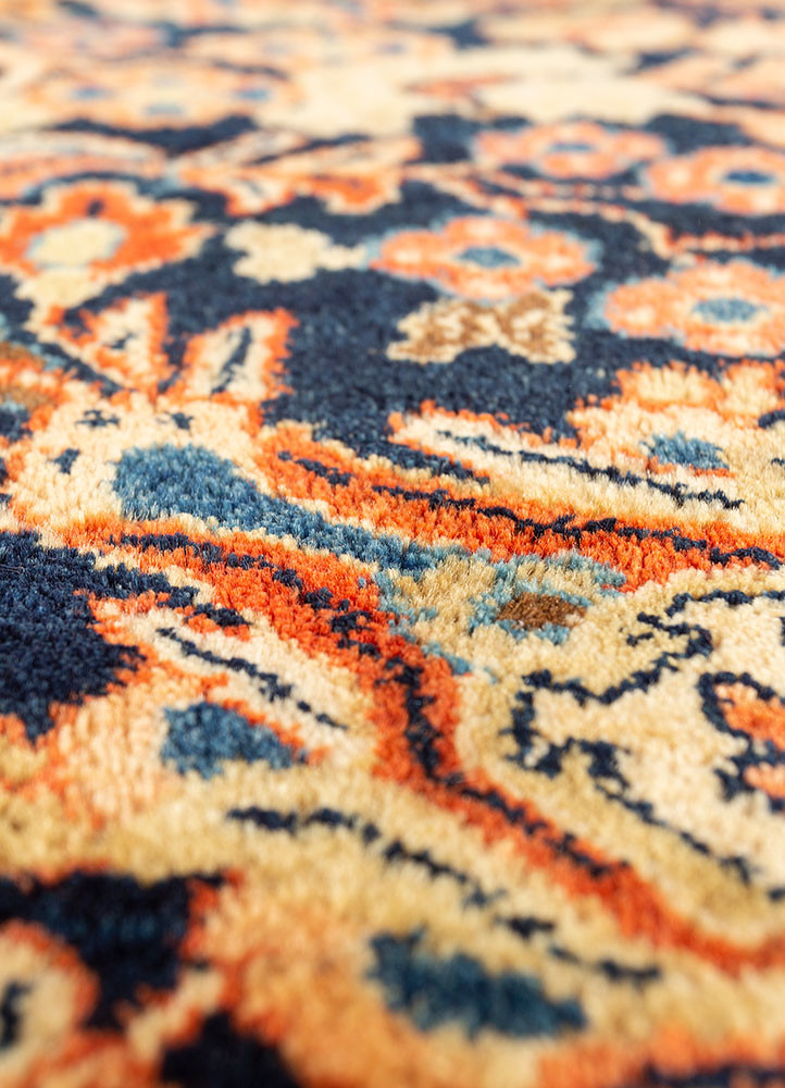 aalam red and orange wool hand knotted Rug - CloseUp aalam red and orange wool hand knotted Rug - CloseUp