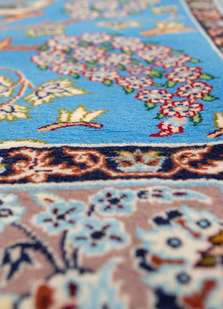 gulmarg blue wool hand knotted Rug - CloseUp gulmarg blue wool hand knotted Rug - CloseUp