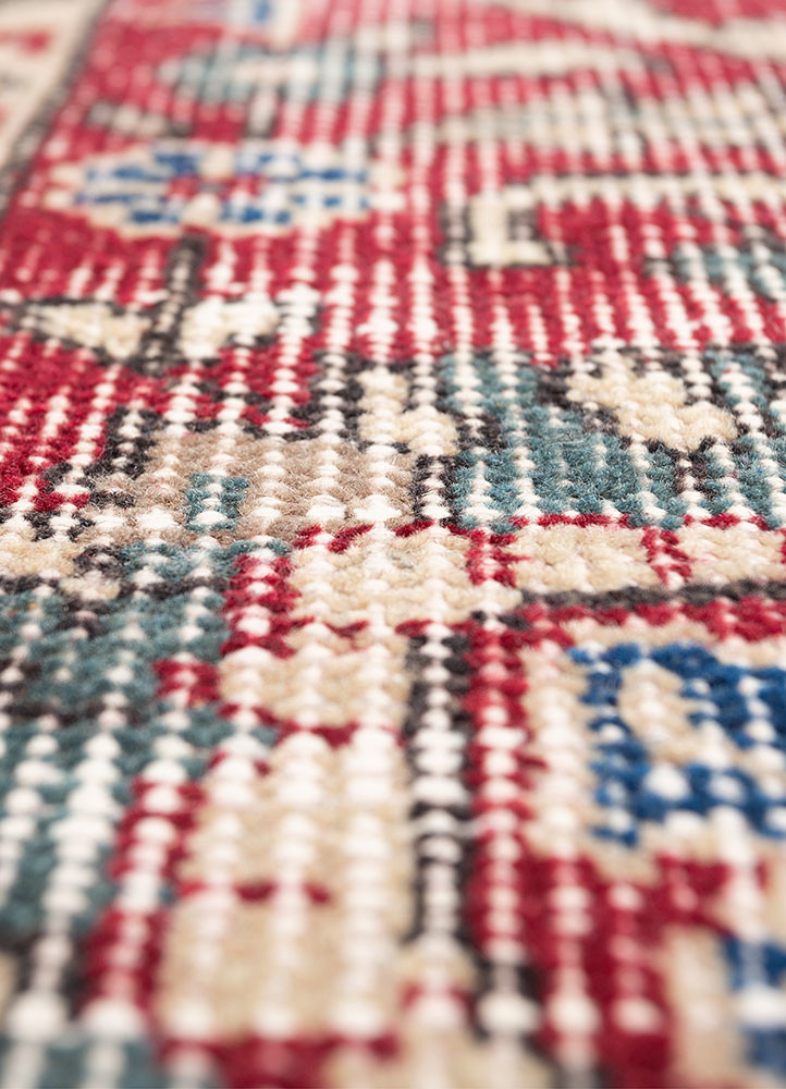 aalam blue wool hand knotted Rug - CloseUp