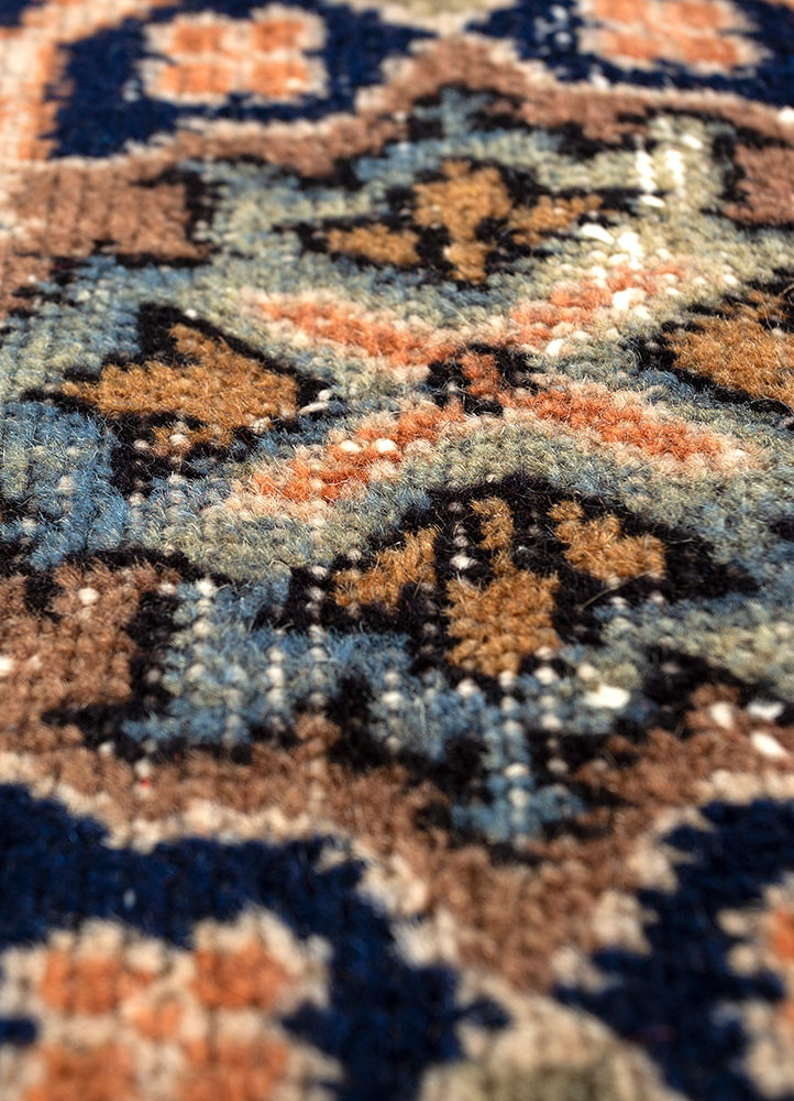 aalam blue wool hand knotted Rug - CloseUp aalam blue wool hand knotted Rug - CloseUp