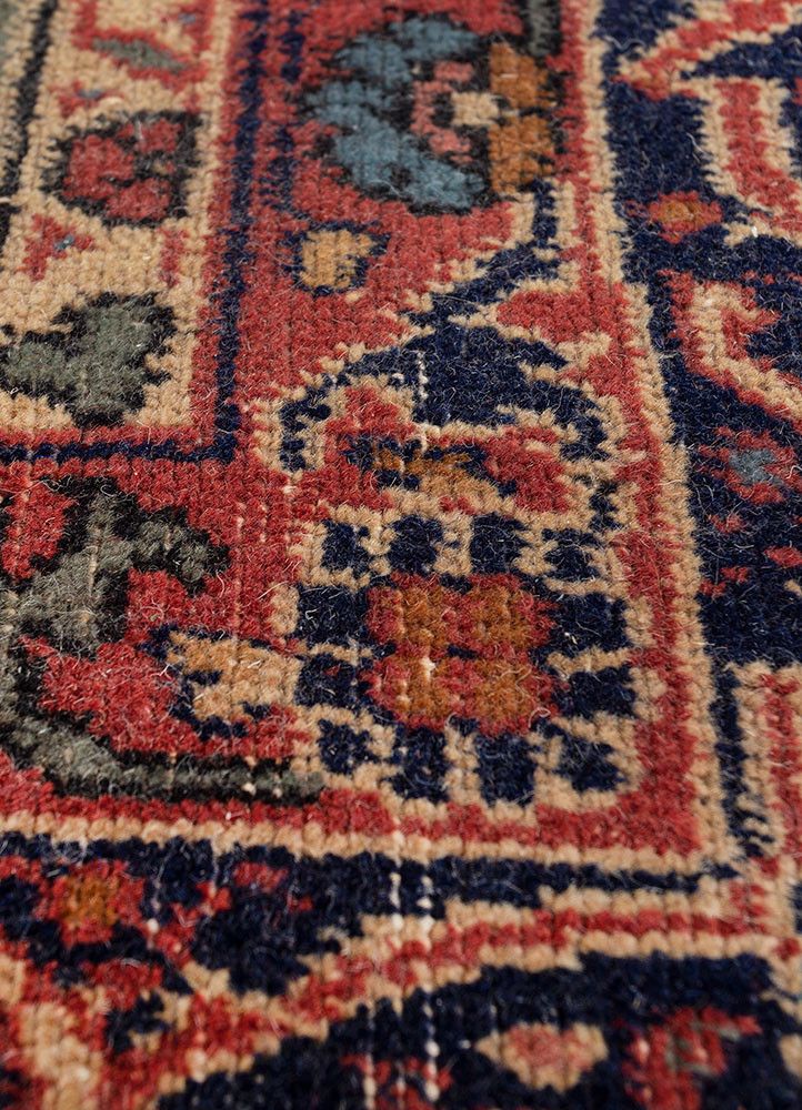 aalam red and orange wool hand knotted Rug - CloseUp aalam red and orange wool hand knotted Rug - CloseUp