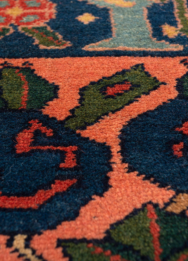 aalam red and orange wool hand knotted Rug - CloseUp aalam red and orange wool hand knotted Rug - CloseUp