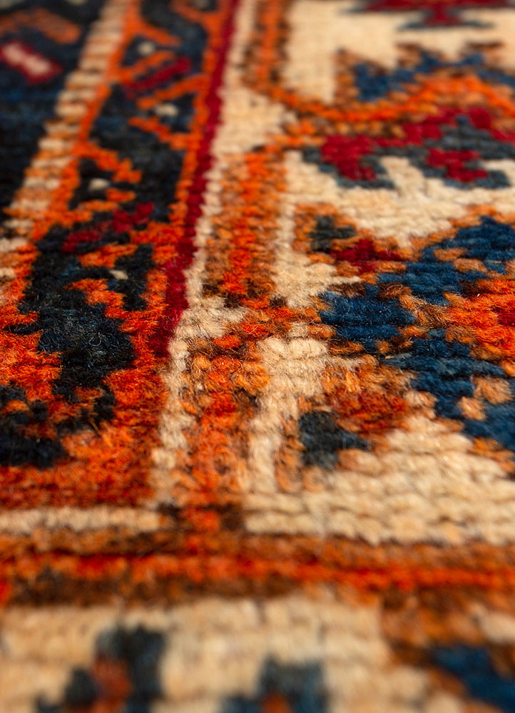 aalam red and orange wool hand knotted Rug - CloseUp aalam red and orange wool hand knotted Rug - CloseUp
