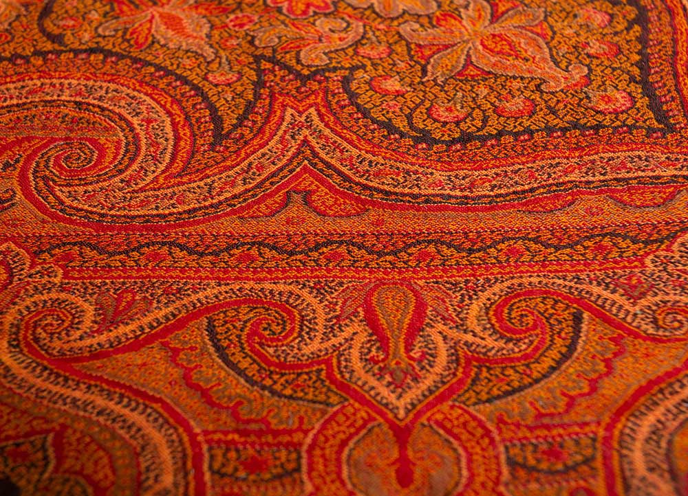 nayaab red and orange wool flat weaves Rug - CloseUp