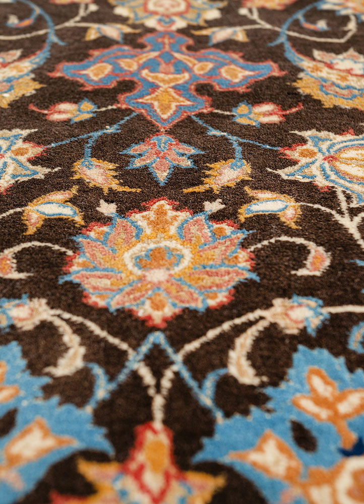 aalam beige and brown wool and silk hand knotted Rug - CloseUp aalam beige and brown wool and silk hand knotted Rug - CloseUp