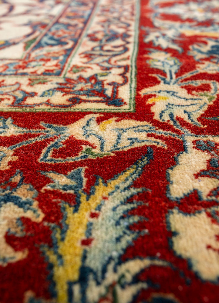 aalam ivory wool hand knotted Rug - CloseUp aalam ivory wool hand knotted Rug - CloseUp