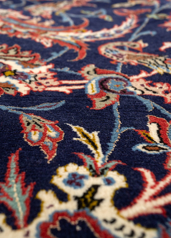 aalam blue wool hand knotted Rug - CloseUp