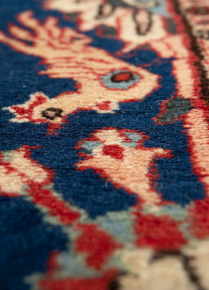 aalam blue wool hand knotted Rug - CloseUp aalam blue wool hand knotted Rug - CloseUp