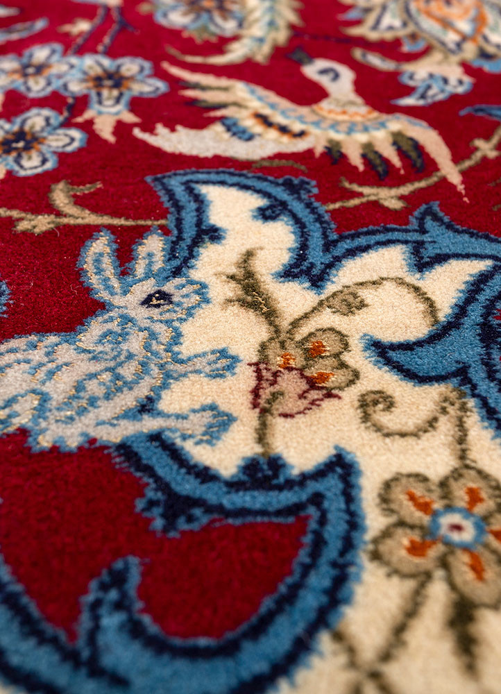 aalam red and orange wool hand knotted Rug - CloseUp aalam red and orange wool hand knotted Rug - CloseUp