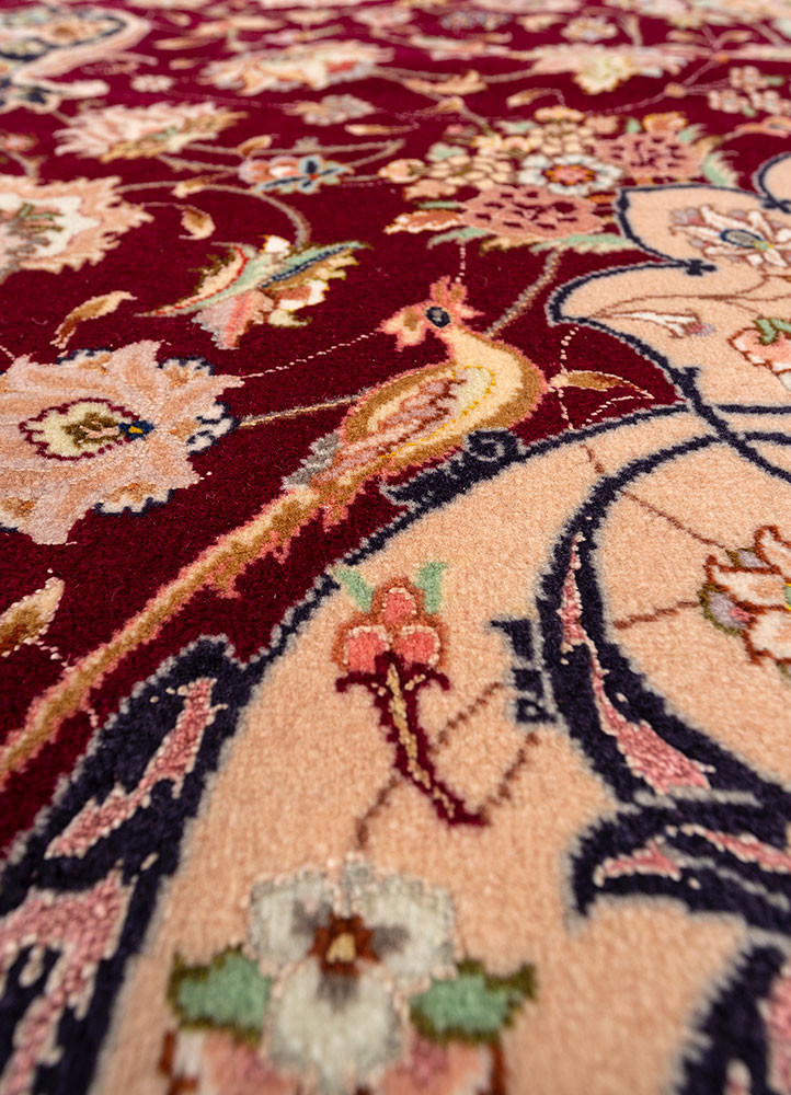 aalam red and orange wool hand knotted Rug - CloseUp aalam red and orange wool hand knotted Rug - CloseUp