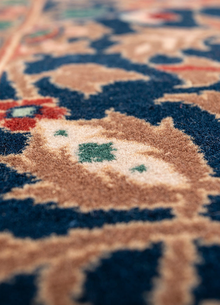 aalam blue wool hand knotted Rug - CloseUp