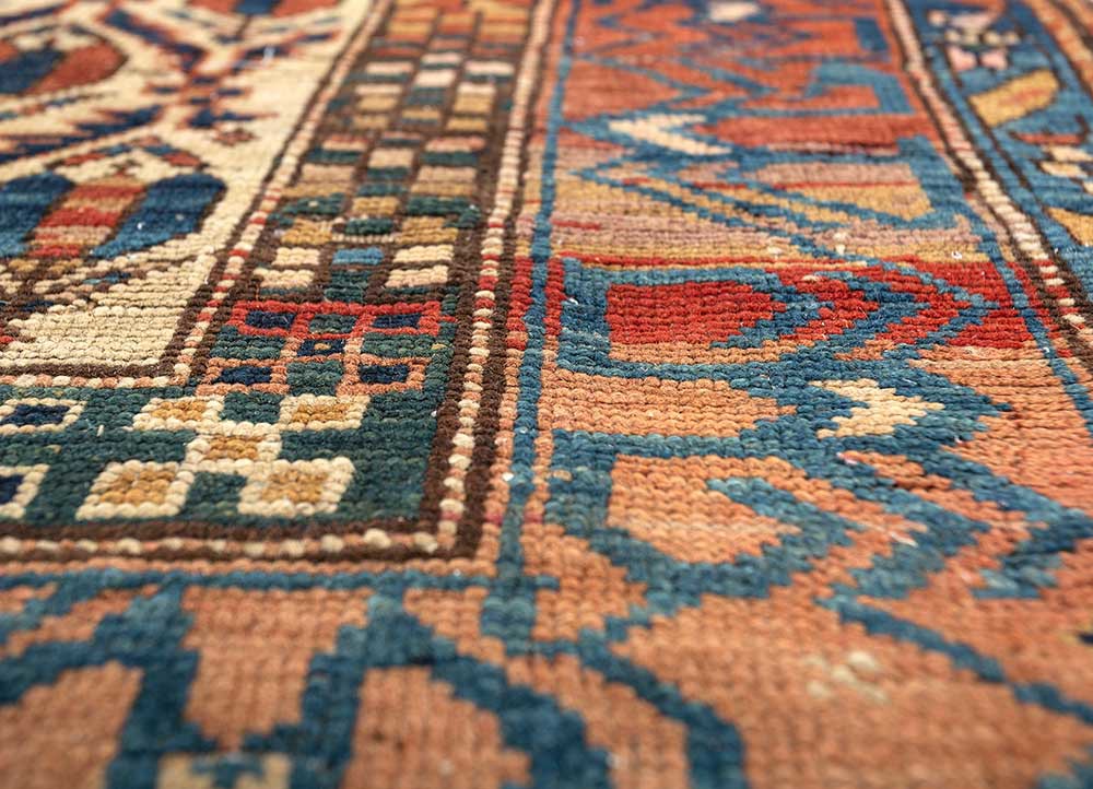 kiaan blue wool hand knotted Rug - CloseUp