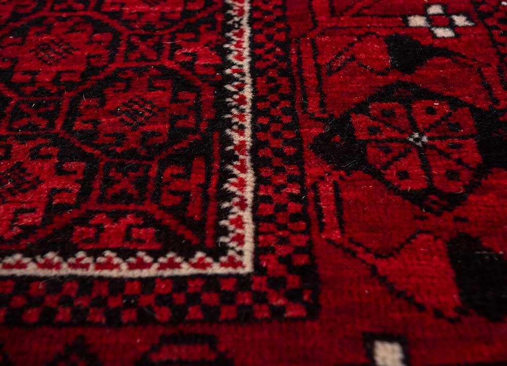 kiaan red and orange wool hand knotted Rug - CloseUp
