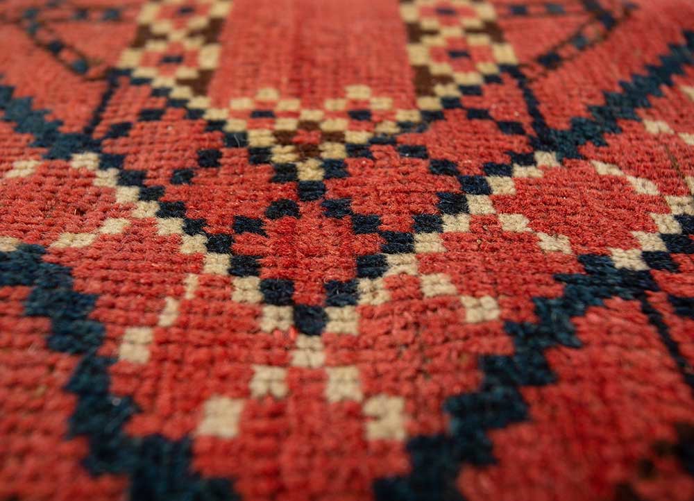 kiaan red and orange wool hand knotted Rug - CloseUp