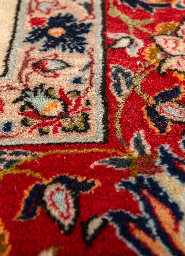 aalam beige and brown wool hand knotted Rug - CloseUp
