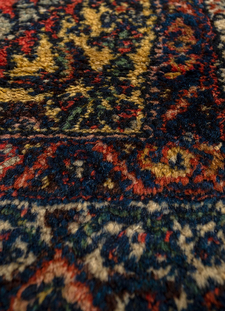aalam blue wool hand knotted Rug - CloseUp