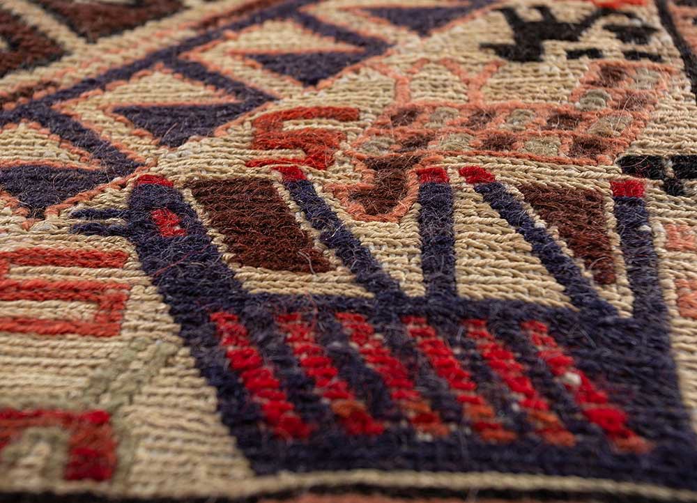 kiaan red and orange wool and silk hand knotted Rug - CloseUp