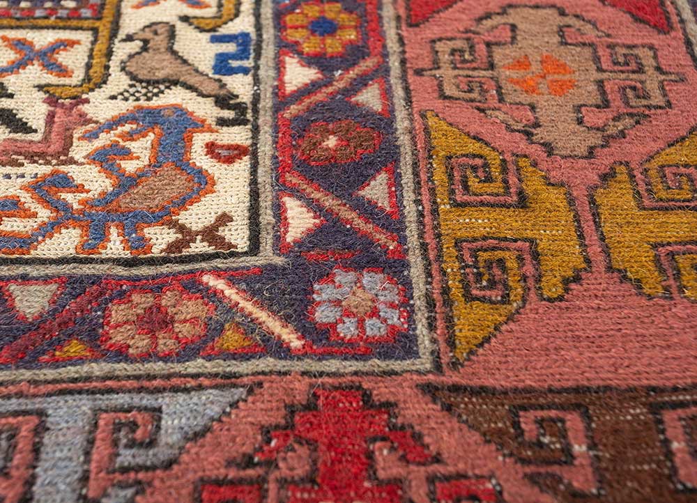 kiaan red and orange wool and silk hand knotted Rug - CloseUp