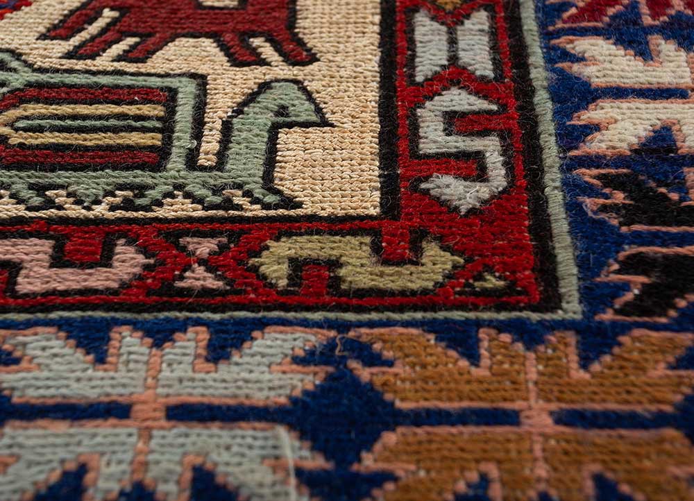 kiaan red and orange wool and silk hand knotted Rug - CloseUp