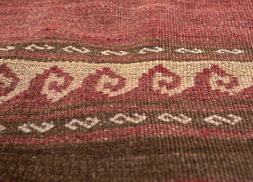 nayaab red and orange wool flat weaves Rug - CloseUp