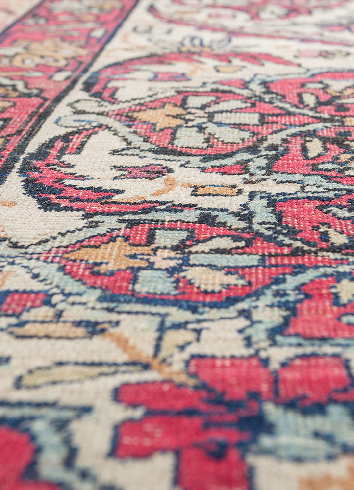 aalam pink and purple wool hand knotted Rug - CloseUp