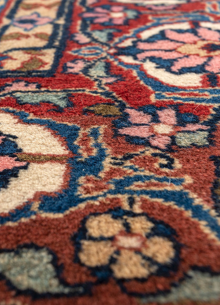 aalam pink and purple wool hand knotted Rug - CloseUp