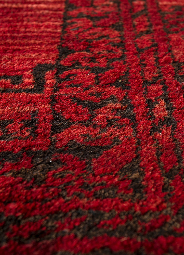 kiaan red and orange wool hand knotted Rug - CloseUp kiaan red and orange wool hand knotted Rug - CloseUp