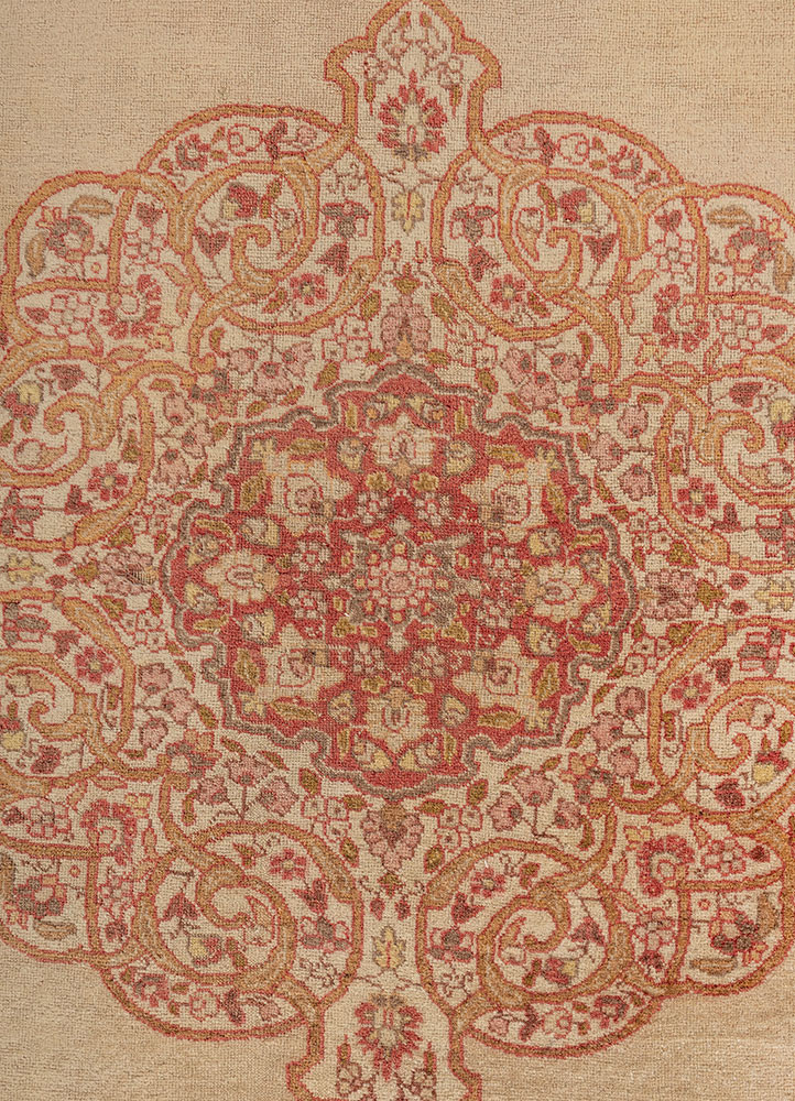aalam red and orange wool hand knotted Rug - CloseUp aalam red and orange wool hand knotted Rug - CloseUp