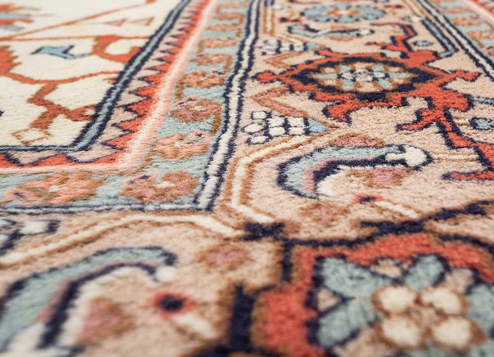 aalam beige and brown wool hand knotted Rug - CloseUp