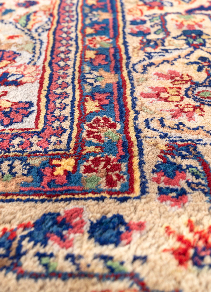 aalam blue wool hand knotted Rug - CloseUp