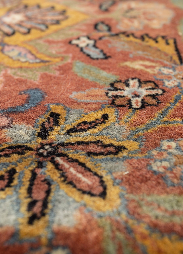 aalam beige and brown wool hand knotted Rug - CloseUp
