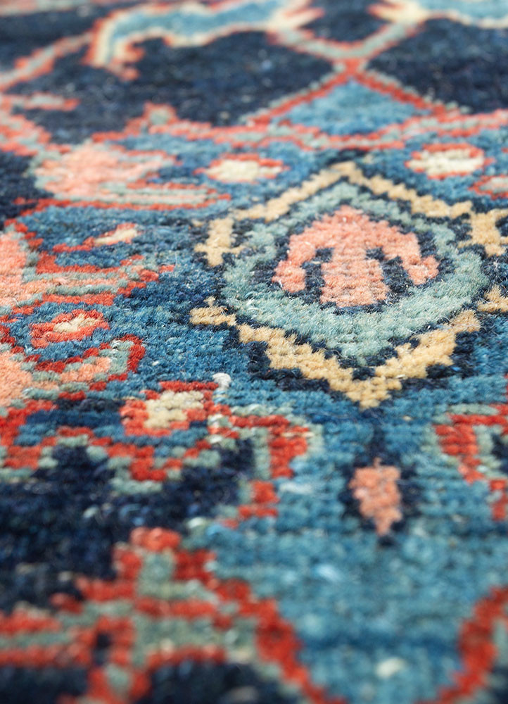 aalam blue wool hand knotted Rug - CloseUp aalam blue wool hand knotted Rug - CloseUp