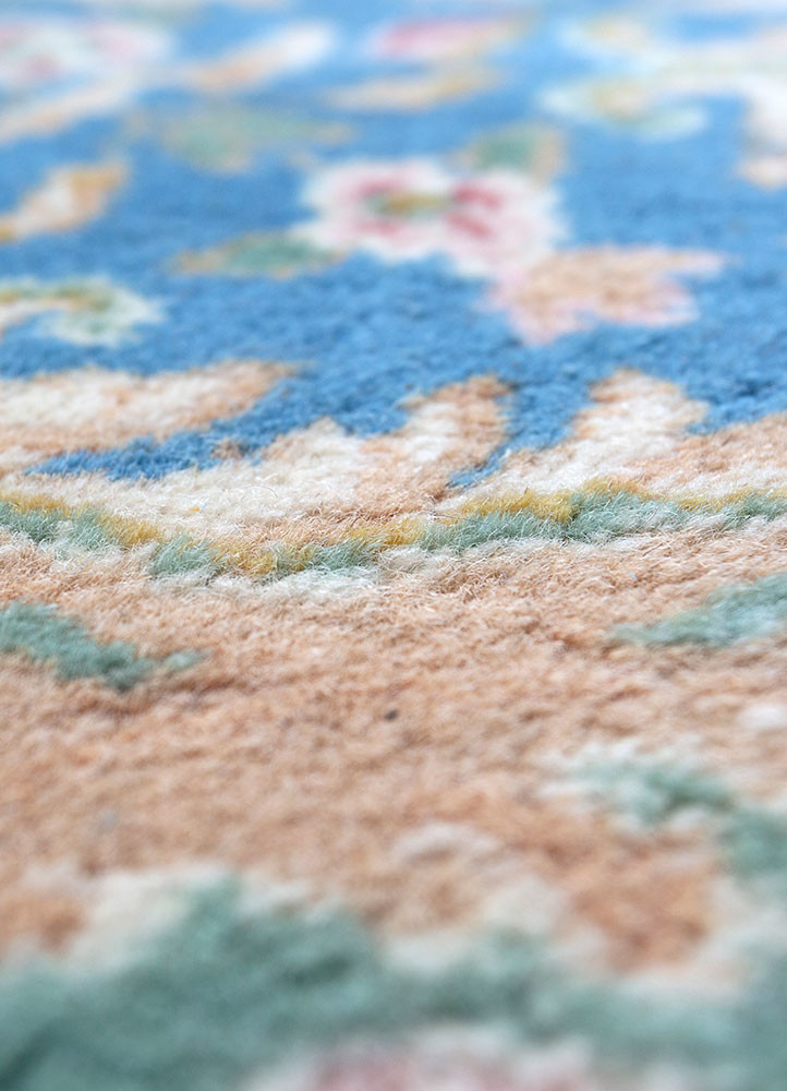 aalam blue wool hand knotted Rug - CloseUp aalam blue wool hand knotted Rug - CloseUp