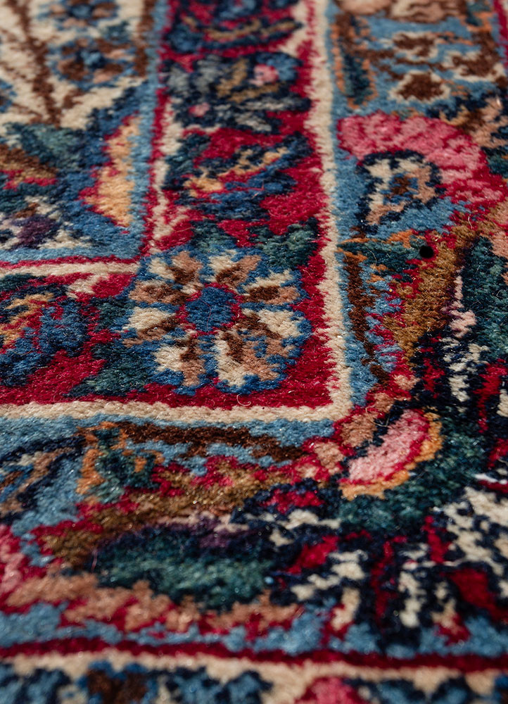 aalam blue wool hand knotted Rug - CloseUp aalam blue wool hand knotted Rug - CloseUp